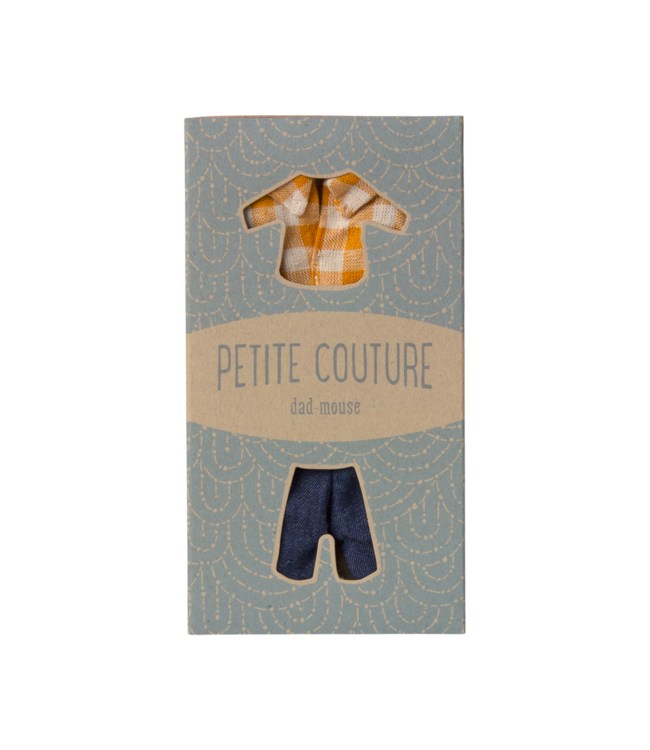 Maileg Geel Geruit Overhemd en Broek, Papa Muis