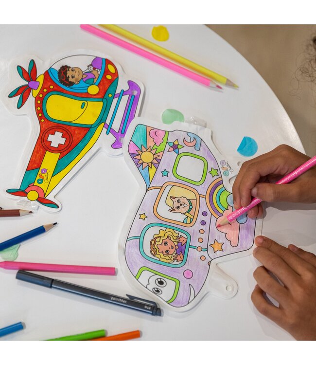 Ara Creative   Vliegtuig & Helikopter Opblaasbare Kleurplaat