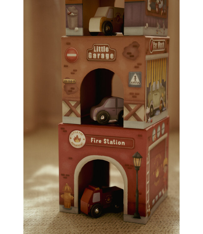 Little Dutch Stapelblokken met auto's FSC