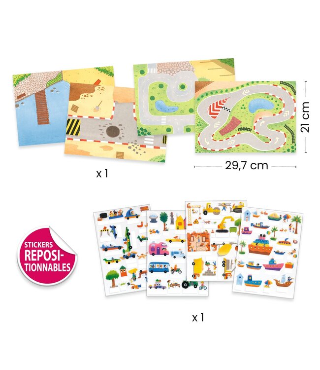 Djeco Lift Stickers Voertuigen
