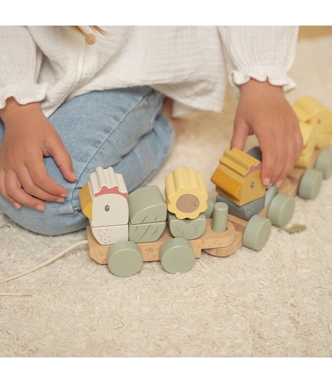 Little Dutch Blokkentrein kip Little Farm