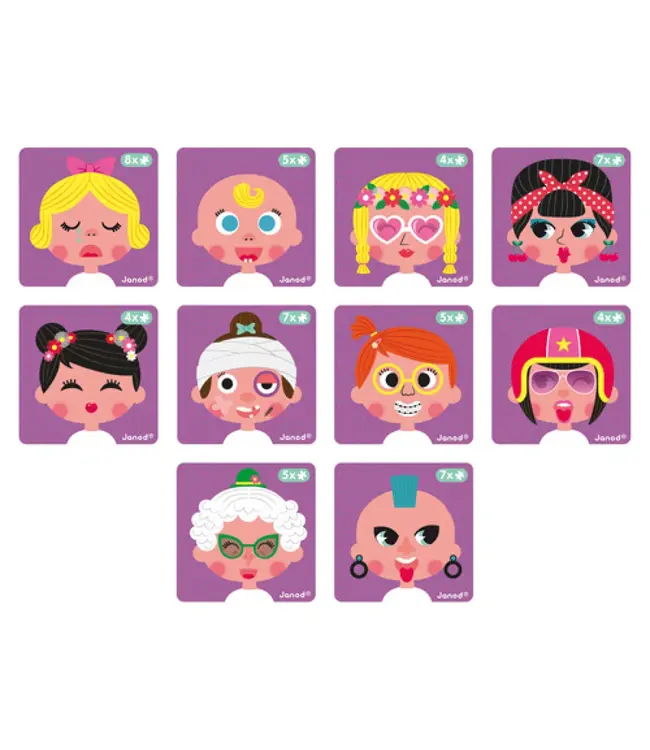 Janod Magneetboek Gekke gezichten meisjes