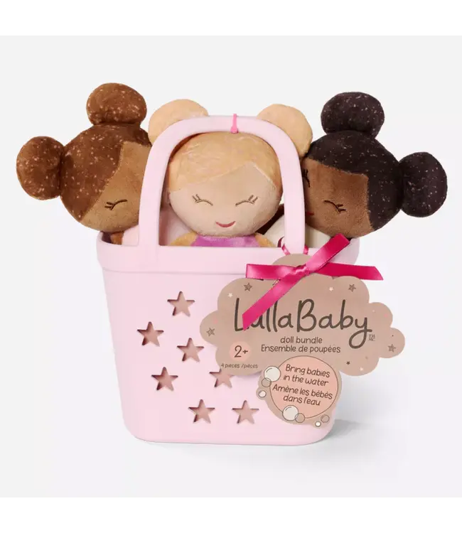 Lullababy  3 Badpoppen Mandje Roze
