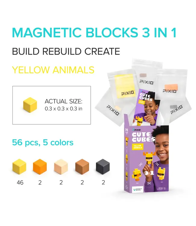 Pixio Cutes Cubes Yellow Animals
