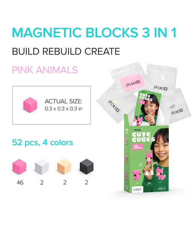 Pixio Cutes Cubes Pink Animals