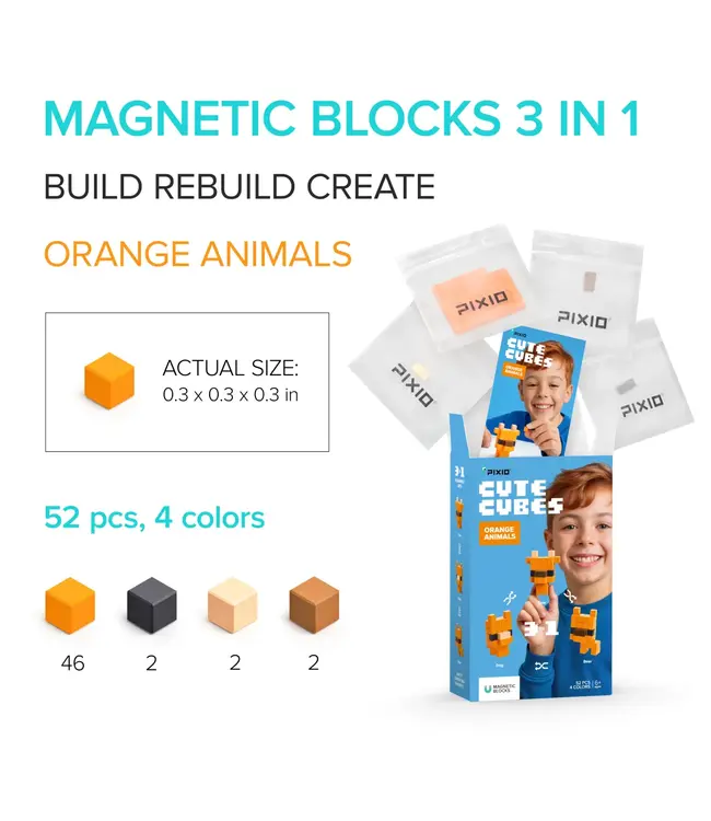 Pixio Cutes Cubes Orange Animals