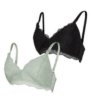 Mamalicious New vigga lace bra 2 pack. Black/ smoke green