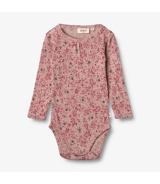 Wheat Merino wollen romper cherry flowers