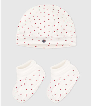 Petit Bateau PB muts/slofjes wit/hart