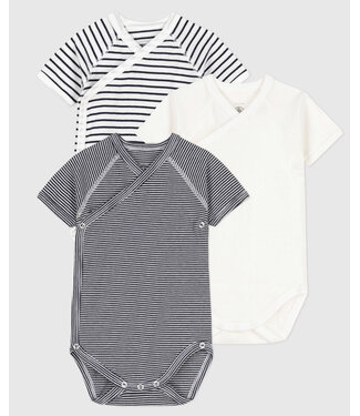 Petit Bateau Petit Bateau 3-pack romper wit/blauw streep