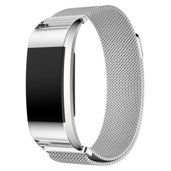 SmartphoneClip Milanees bandje zilver geschikt voor Fitbit Charge 2