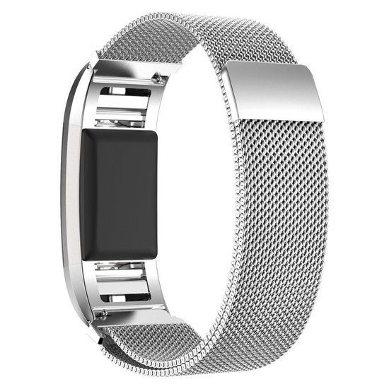 SmartphoneClip Milanees bandje zilver geschikt voor Fitbit Charge 2