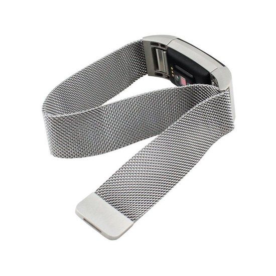 SmartphoneClip Milanees bandje zilver geschikt voor Fitbit Charge 2