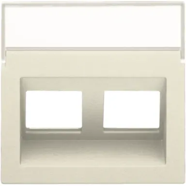 Niko 100-65400 centraalplaat 2-voudig tbv RJ draagring schuin met tekstveld cream