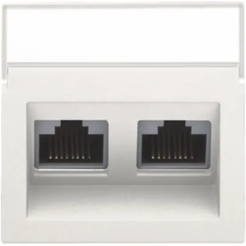 Niko 101-65400 centraalplaat 2-voudig tbv RJ draagring schuin met tekstveld white