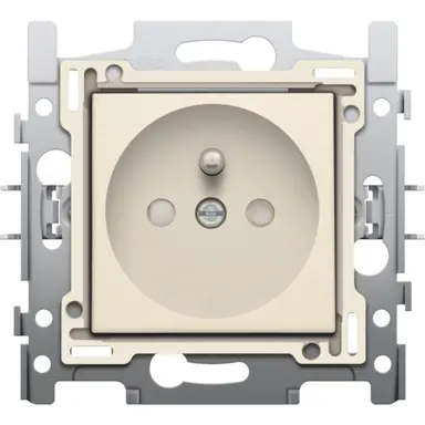 Niko 100-66600 wandcontactdoos met penaarde kindveilig Belgie met afdekking cream