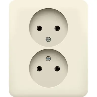 Niko 100-67410 wandcontactdoos 2-voudig zonder randaarde voor enkele inbouwdoos cream