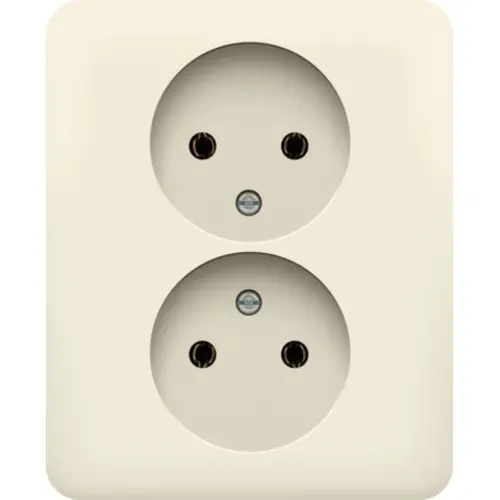 Niko 100-67410 wandcontactdoos 2-voudig zonder randaarde voor enkele inbouwdoos cream