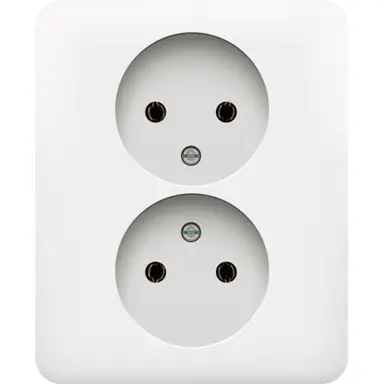 Niko 101-67410 wandcontactdoos 2-voudig zonder randaarde voor enkele inbouwdoos white
