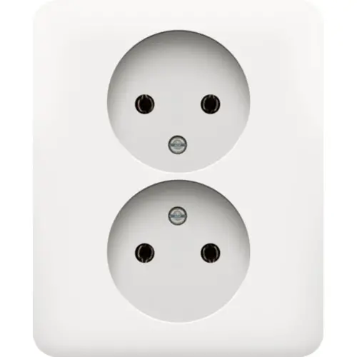 Niko 101-67410 wandcontactdoos 2-voudig zonder randaarde voor enkele inbouwdoos white