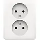 Niko 101-67410 wandcontactdoos 2-voudig zonder randaarde voor enkele inbouwdoos white
