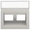 Niko 102-65400 centraalplaat 2-voudig tbv RJ draagring schuin met tekstveld light grey