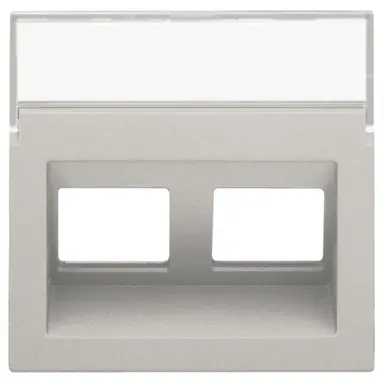 Niko 102-65400 centraalplaat 2-voudig tbv RJ draagring schuin met tekstveld light grey