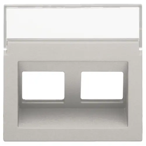 Niko 102-65400 centraalplaat 2-voudig tbv RJ draagring schuin met tekstveld light grey