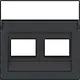Niko 122-65400 centraalplaat 2-voudig tbv RJ draagring schuin met tekstveld anthracite coated
