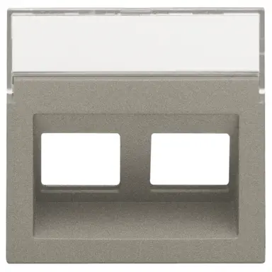 Niko 123-65400 centraalplaat 2-voudig tbv RJ draagring schuin met tekstveld bronze coated