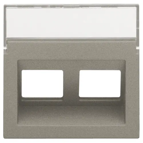 Niko 123-65400 centraalplaat 2-voudig tbv RJ draagring schuin met tekstveld bronze coated