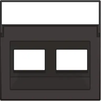 Niko 124-65400 centraalplaat 2-voudig tbv RJ draagring schuin met tekstveld dark brown coated