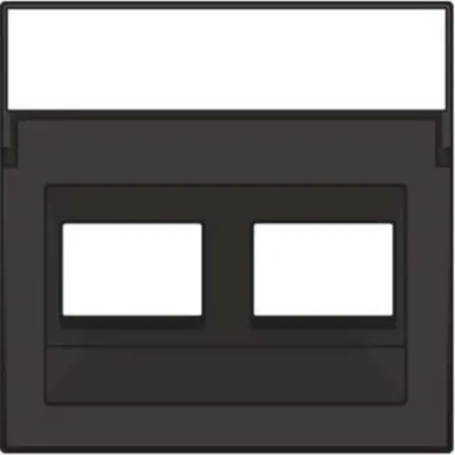 Niko 124-65400 centraalplaat 2-voudig tbv RJ draagring schuin met tekstveld dark brown coated