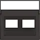 Niko 124-65400 centraalplaat 2-voudig tbv RJ draagring schuin met tekstveld dark brown coated