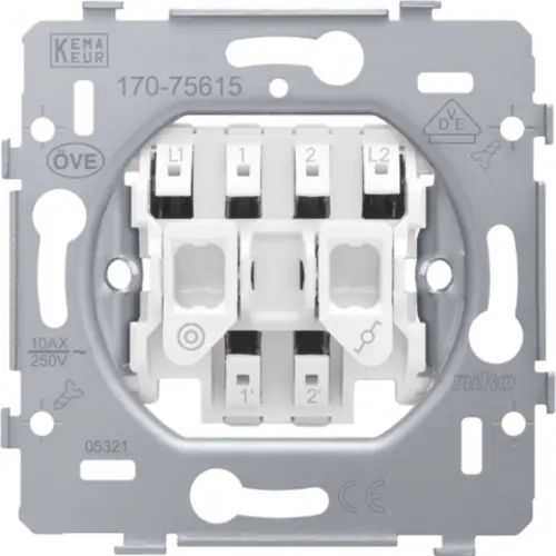 Niko 170-75615 combinatie wisselschakelaar-drukcontact insteekklemmen