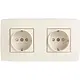 Niko 100-67940 wandcontactdoos 2-voudig randaarde voorbedraad voor duo-inbouwdoos cream