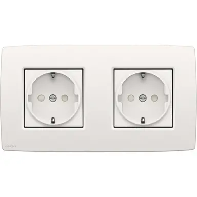 Niko 101-67940 wandcontactdoos 2-voudig randaarde voorbedraad voor duo-inbouwdoos white