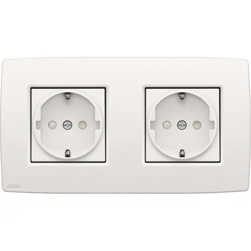 Niko 101-67940 wandcontactdoos 2-voudig randaarde voorbedraad voor duo-inbouwdoos white