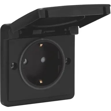 Niko 761-36800 Hydro wandcontactdoos 1-voudig randaarde met schroefklemmen zwart