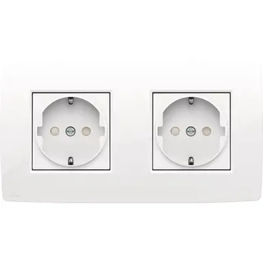 Niko 111-67940 wandcontactdoos 2-voudig randaarde voorbedraad voor duo-inbouwdoos bright white