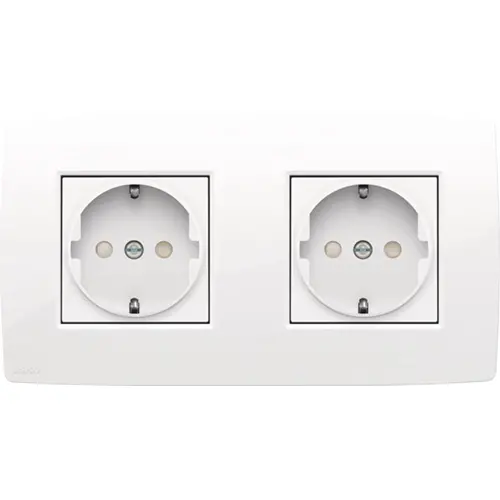 Niko 111-67940 wandcontactdoos 2-voudig randaarde voorbedraad voor duo-inbouwdoos bright white
