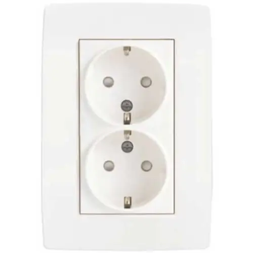 Niko 111-67835 wandcontactdoos 2-voudig randaarde kindveilig voor ovale 1,5 inbouwdoos bright white