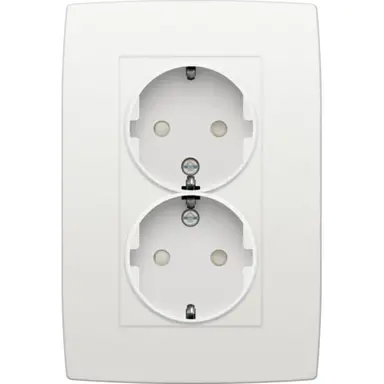 Niko 101-67835 wandcontactdoos 2-voudig met randaarde ultra vlak voor ovale inbouwdoos white