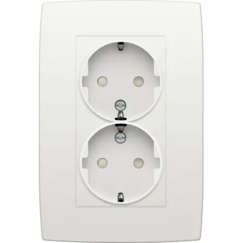 Niko 101-67835 wandcontactdoos 2-voudig met randaarde ultra vlak voor ovale 1,5 inbouwdoos white