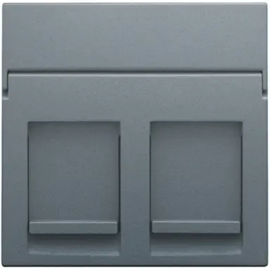 Niko 220-65200 centraalplaat 2-voudig vlak tbv RJ draagring blue grey coated