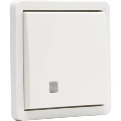 Niko 701-30005 Hydro verlichtbare pulsdrukker 1-voudig met controlevenster 1 maak- of verbreekcontact insteekklemmen wit