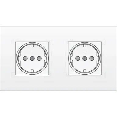 Niko 120-67940 wandcontactdoos 2-voudig randaarde voorbedraad voor duo-inbouwdoos Intense white