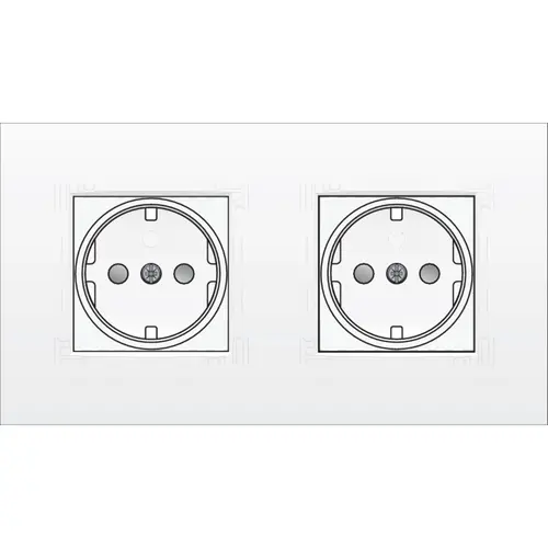 Niko 120-67940 wandcontactdoos 2-voudig randaarde voorbedraad voor duo-inbouwdoos Intense white