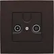 Niko 124-69593 centraalplaat coax voor TV en FM dark brown coated