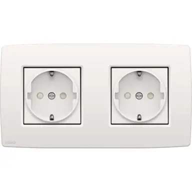 Niko 111-67960 wandcontactdoos 2-voudig randaarde voorbedraad voor duo-inbouwdoos bright white